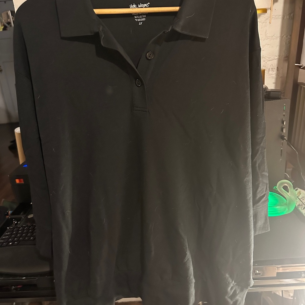 Black Relaxed Fit Polo Shirt with Textured Knit